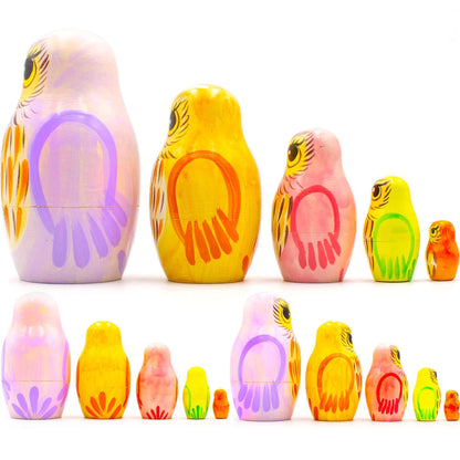 AEVVV Owl Nesting Dolls Set of 5 pcs   Matryoshka Doll with Owl Figurines   Owl