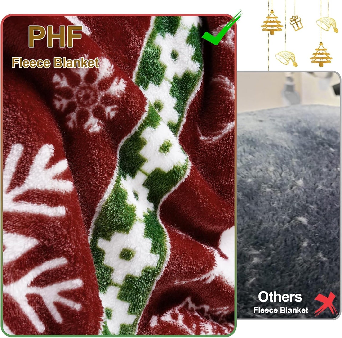 Printed Fleece Blanket King Size, No Shed No Pilling Ultra Soft Plush Cozy Xmas Prints Theme Home Décor Flannel Blanket for Bed, Sofa, Couch and Gift, 108" X 90", Rindeer