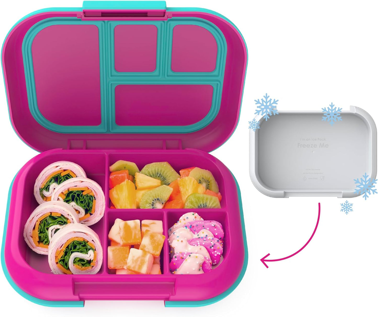 ® Kids Chill Leak-Proof Lunch Box - Included Reusable Ice Pack Keeps Food Cold; 4-Compartment Bento Lunch Container; Microwave & Dishwasher Safe; 2 Year Manufacturer Warranty (Red/Royal)