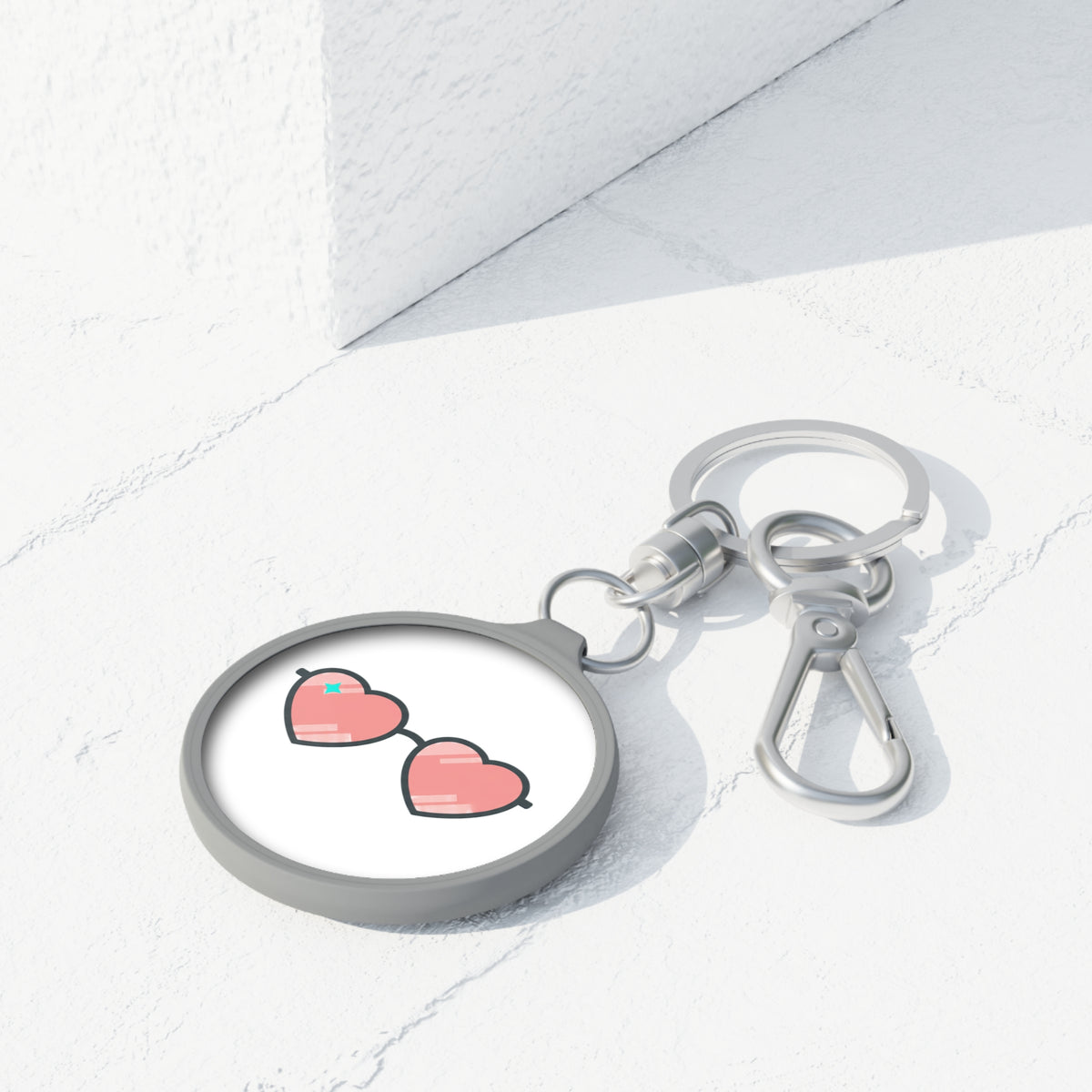 Y2K Heart Sunglasses | Heart Keyring Tag Accessory | Valentine & Galentine Gift for Friends, Lovers | Aesthetic Pink Gradient