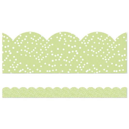Crafty and Cool Light Green with Dots Scalloped Bulletin Board Borders, 39 Feet