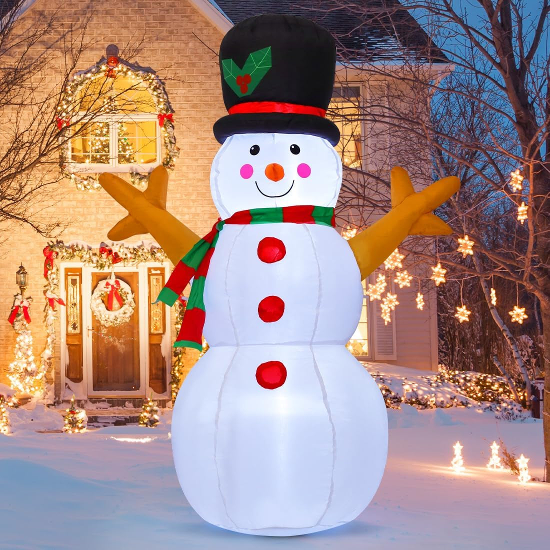 5 FT Christmas Snowman Inflatable Decoration Blow up Snowman Outdoor Christmas Yard Decoration with Branch Hand Blow up Holiday Indoor Outdoor Party Garden Yard Decoration