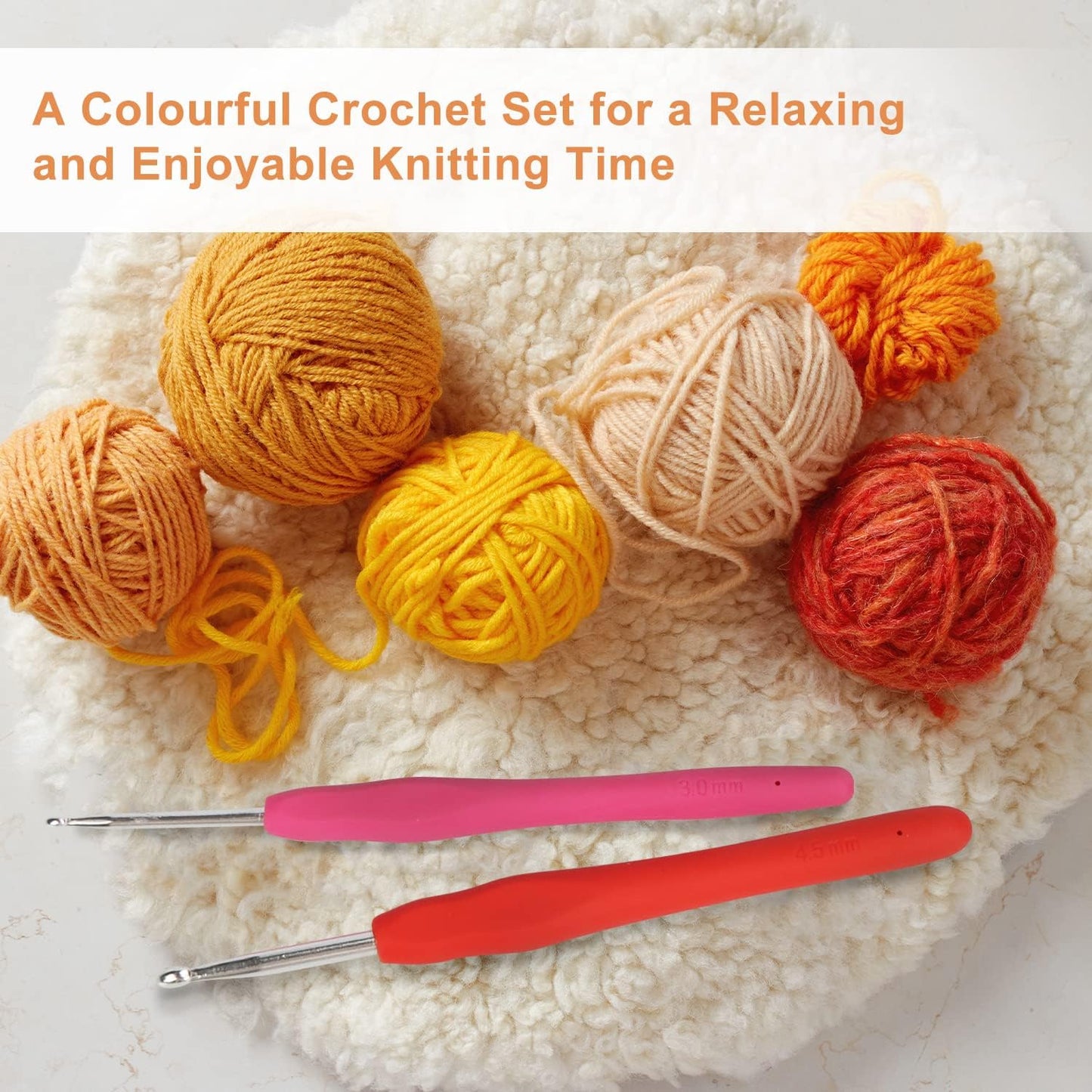 14 Piece Crochet Hooks Set, Crochet Hooks for Beginners Adults, Soft Grip Crochet Needles Tools with Storage Case，Ergonomic Crochet Hooks for Arthritic Hands