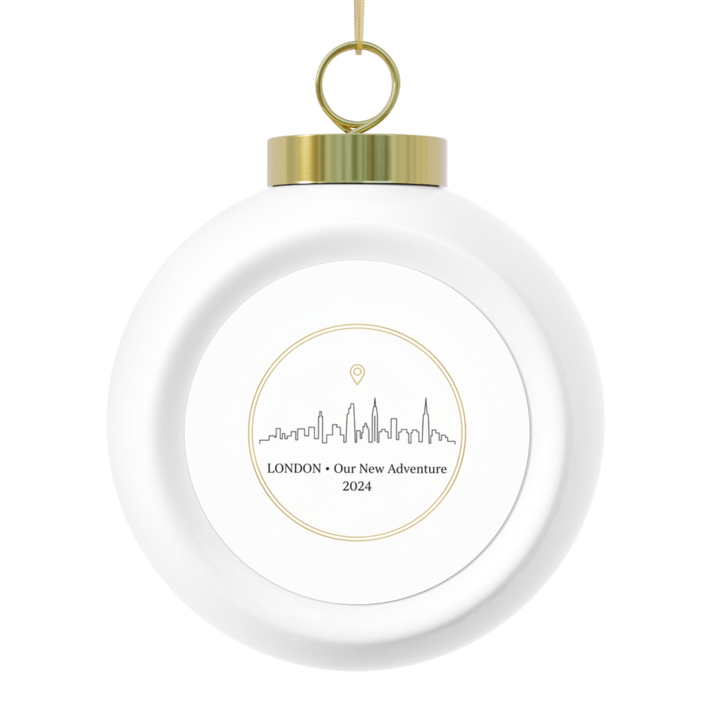 Christmas Ball Ornament — [CITY] • Our New Adventure (Personalized)