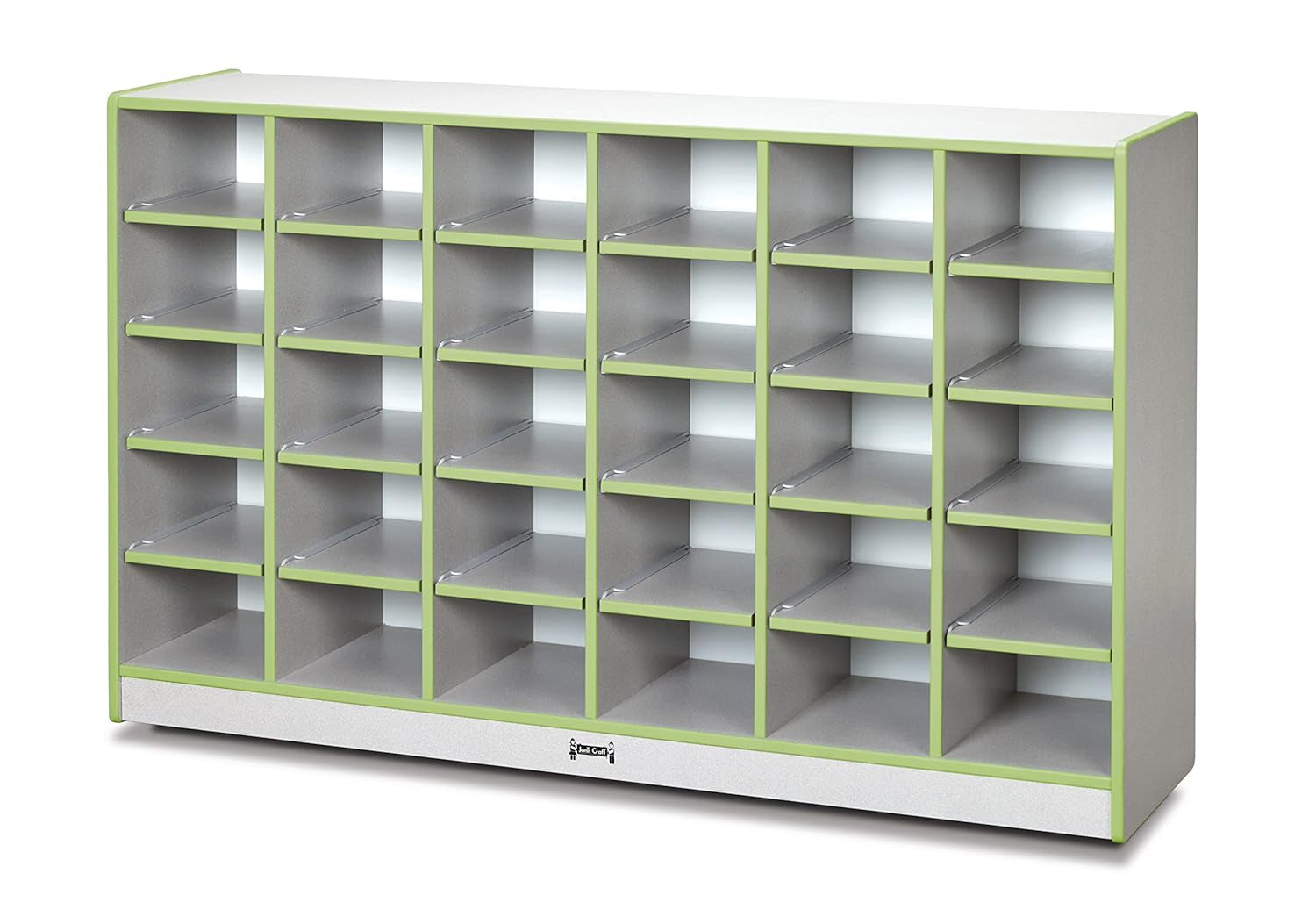 Rainbow Accents 0430JCWW130 30 Cubbie-Tray Mobile Storage - without Trays - Key Lime Green