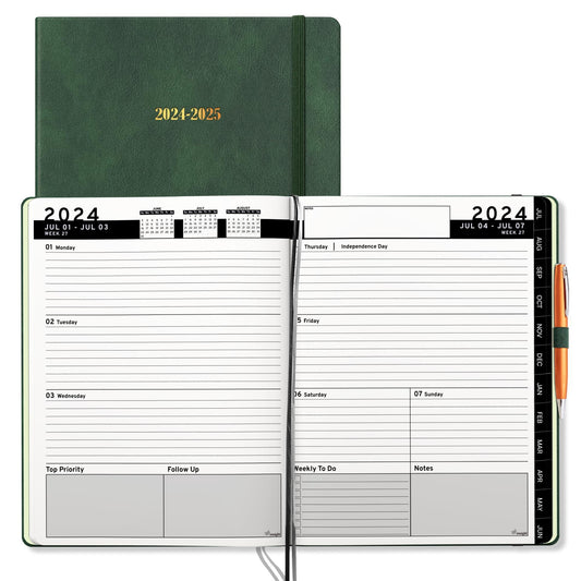 2024   2025 HARDCOVER Leather Planner Weekly & Monthly   8.5x11 inches