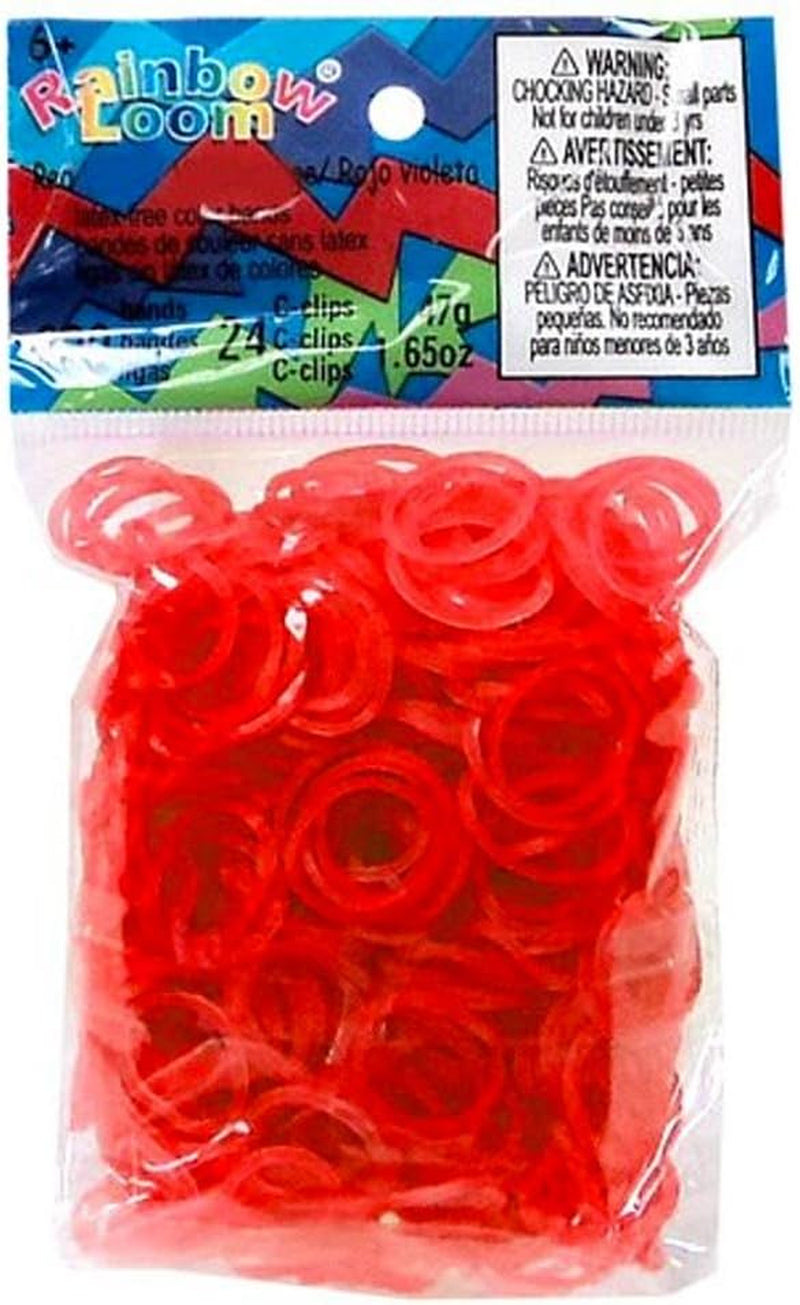 Official  600 Ct. Rubber Band Refill Pack *JELLY* RED [Includes 25 C-Clips!]
