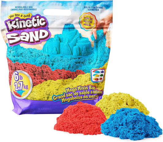 , 6Lb Mega Mixin’ Bag with Red, Yellow and Blue Play Sand (Amazon Exclusive), Sensory Toys for Kids Ages 3 and Up
