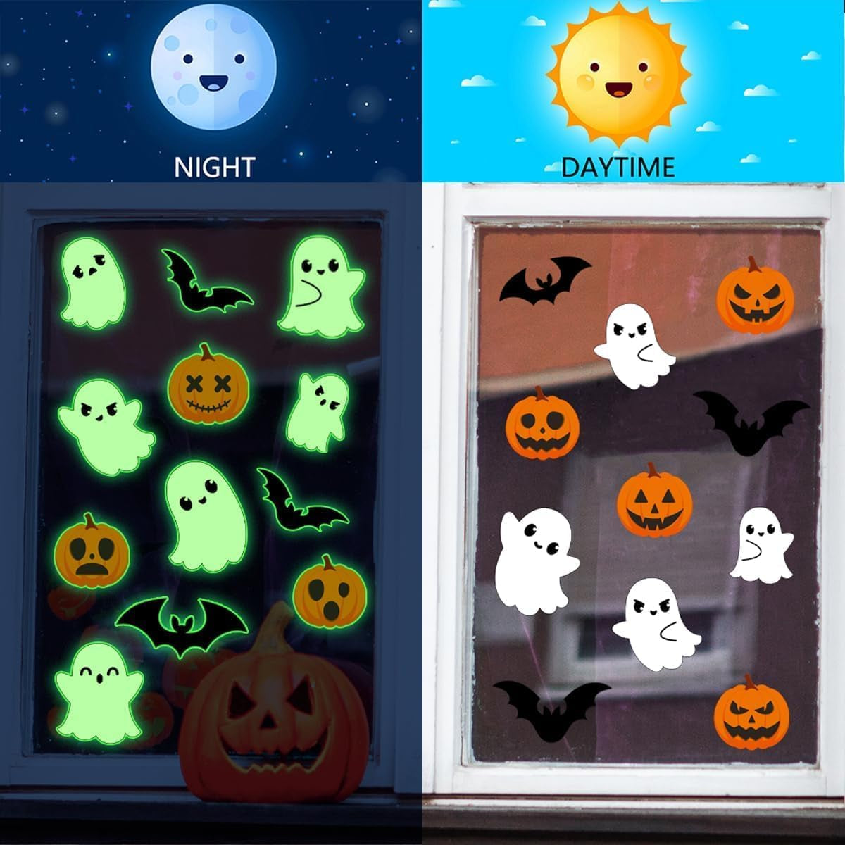 3 Sheets Glow in the Dark Halloween Bat Decals Luminous Halloween Bat Stickers Removable Bat Wall Decor Glowing Window Clings for Scary Halloween Theme Party Decorations