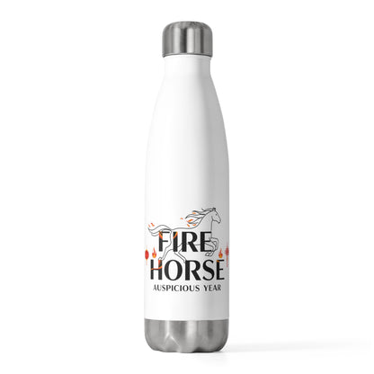 Fire Horse Lunar New Year 2026 Art | 20oz Insulated Stainless Steel Tumbler Bottle | CNY Gift for Family, Teachers, Friends | Red Gold Folk Style