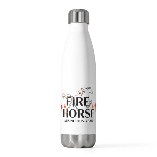 Fire Horse Lunar New Year 2026 Art | 20oz Insulated Stainless Steel Tumbler Bottle | CNY Gift for Family, Teachers, Friends | Red Gold Folk Style