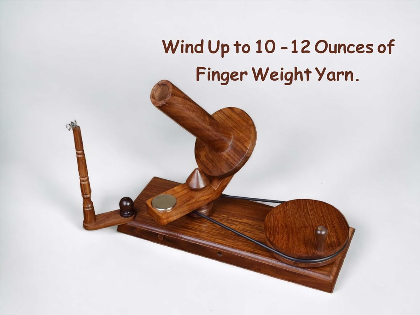 𝐋𝐚𝐫𝐠𝐞 𝐂𝐚𝐩𝐚𝐜𝐢𝐭𝐲 𝐘𝐚𝐫𝐧 𝐖𝐢𝐧𝐝𝐞𝐫 - Hand Operated Wooden Yarn Ball Winder. Support 10 to 12 Oz of Yarn Fiber Wool String with Free Crochet Hook (7PCS Rosewood Winder)