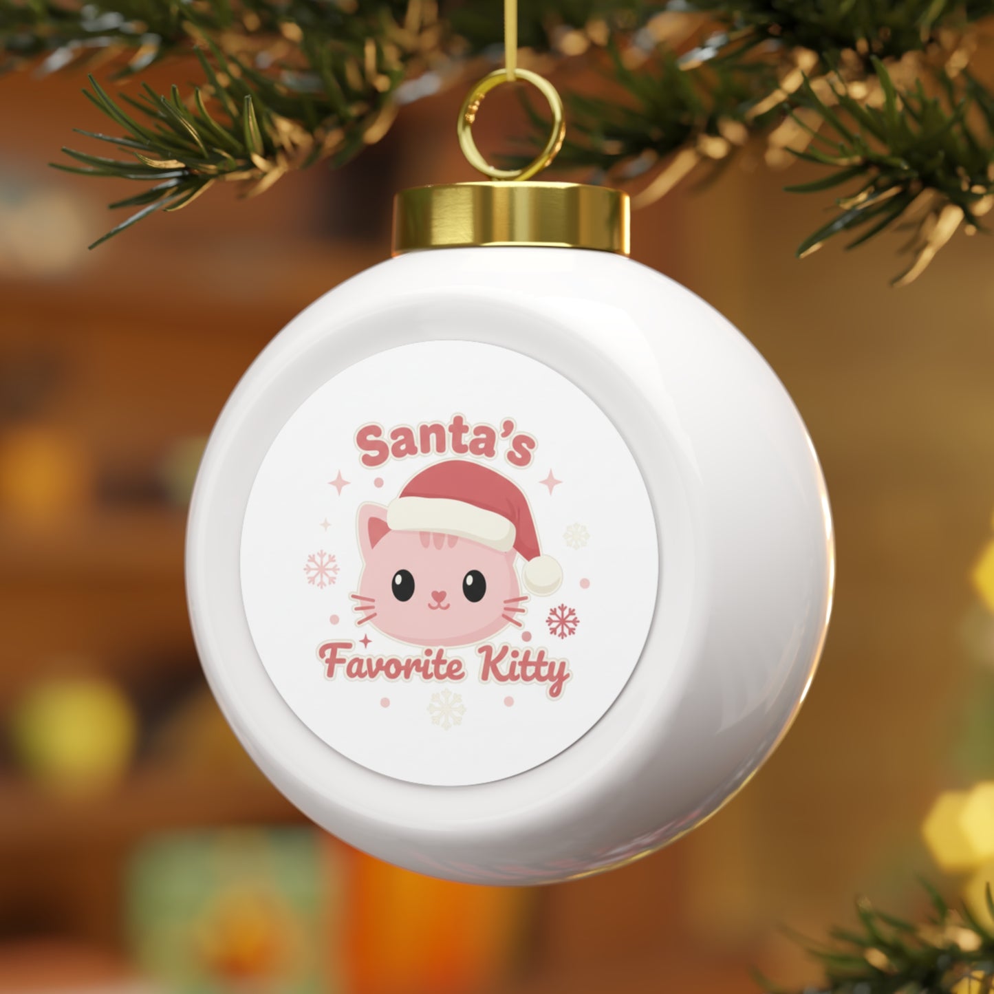 Christmas Ball Ornament - Santa's Favorite Kitty