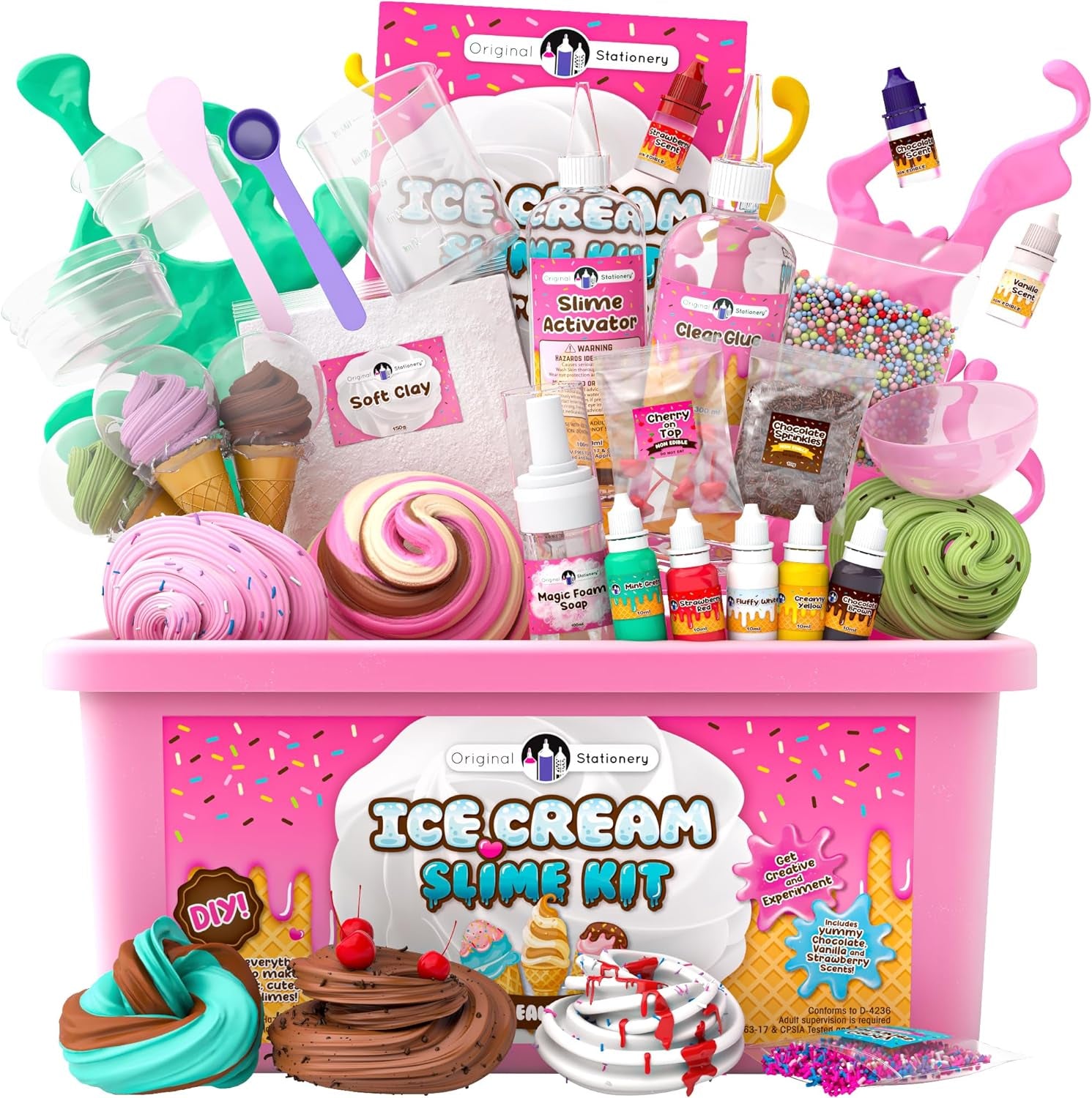 Ice Cream Slime Kit for Girls, Amazing Ice Cream Slime Making Kit to Make Butter Slime, Cloud Slime & Foam Slimes, Fun Gift Idea