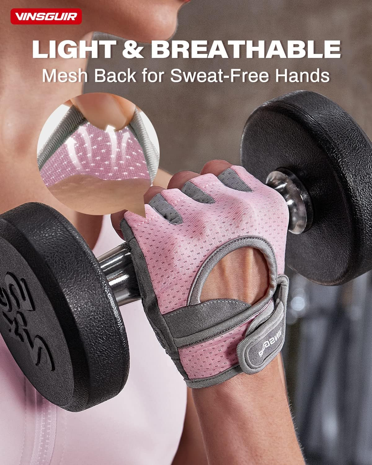 Breathable Workout Gloves for Women, Weight Lifting Gloves for Gym, Cycling, Exercise, Fitness and Training, with Excellent Grip and Cushion Pads
