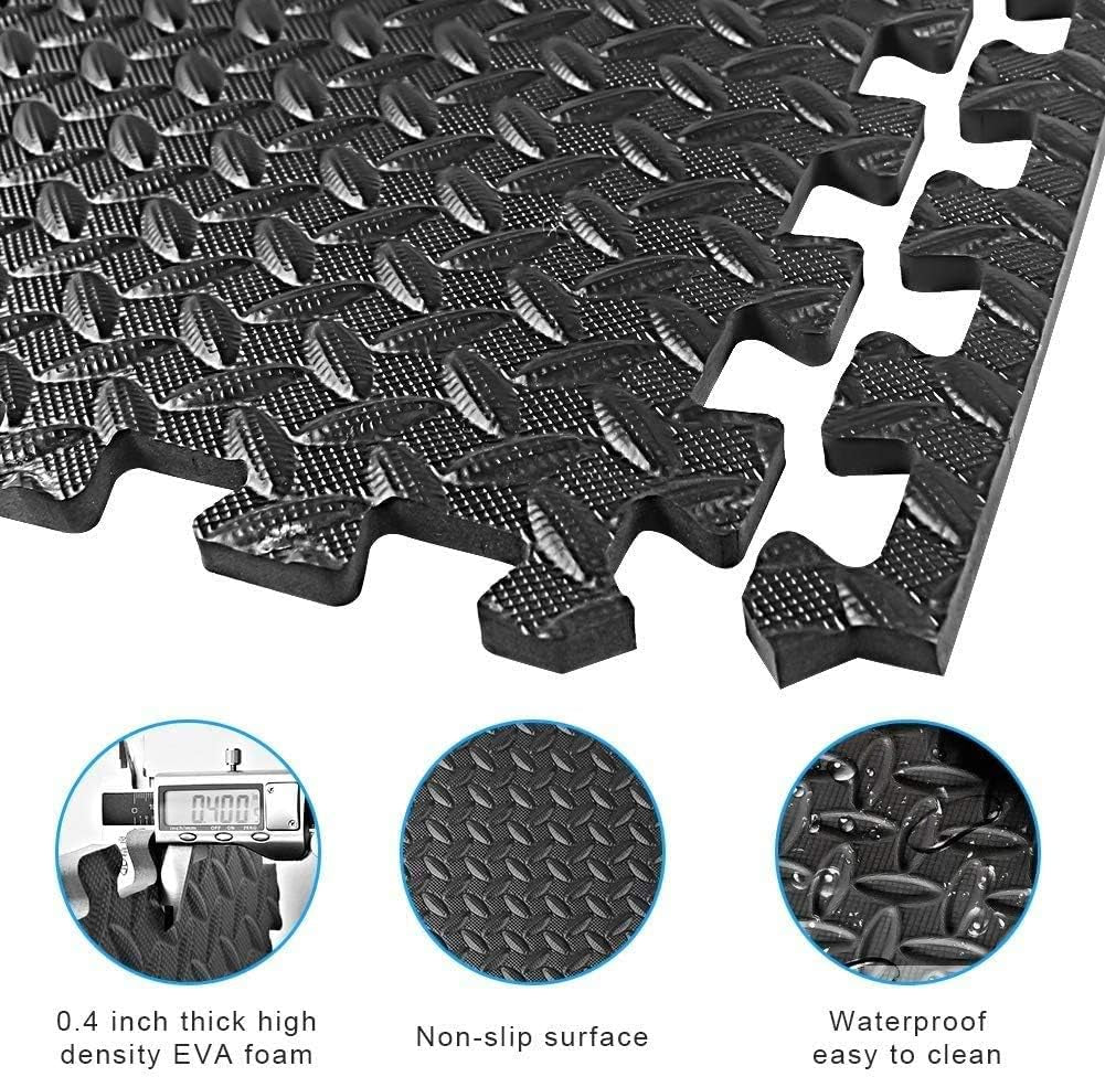 Puzzle Exercise Floor Mat, EVA Interlocking Foam Tiles Exercise Equipment Mat with Border - for Gyms, Yoga, Outdoor Workout