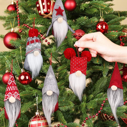 Gnome Christmas Ornaments Set of 6, Handmade Swedish Tomte Gnomes Decorative Ornaments Plush Christmas Decorations Tree Hanging Scandinavian Santa Elf Home Table Decor 2024