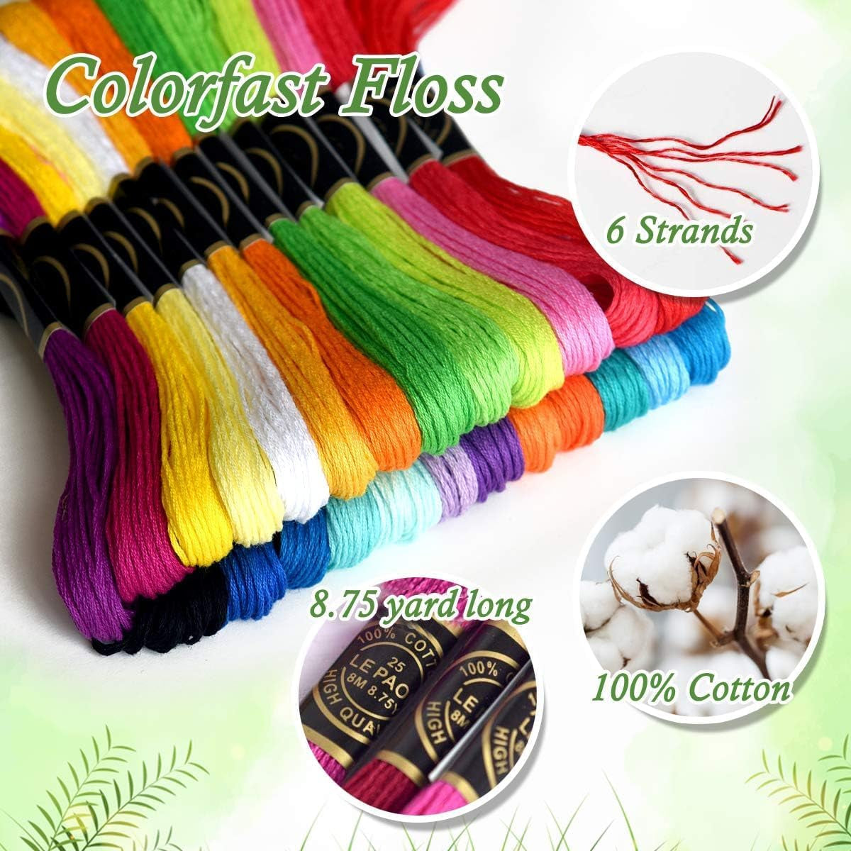 Rainbow Colors Embroidery Floss - Cross Stitch Threads - Friendship Bracelets Floss - Crafts Floss- Hand Embroidery Thread 25 Skeins per Pack