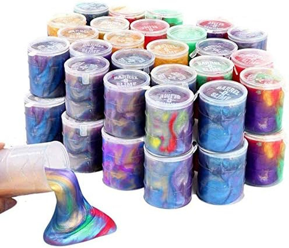 Marbled Starry Slime, 24 Pack Colorful Sludgy Gooey Fidget Kit for Sensory and Tactile Stimulation, Stress Relief, Prize, Party Favor, Educational Game - Kids, Boys, Girls