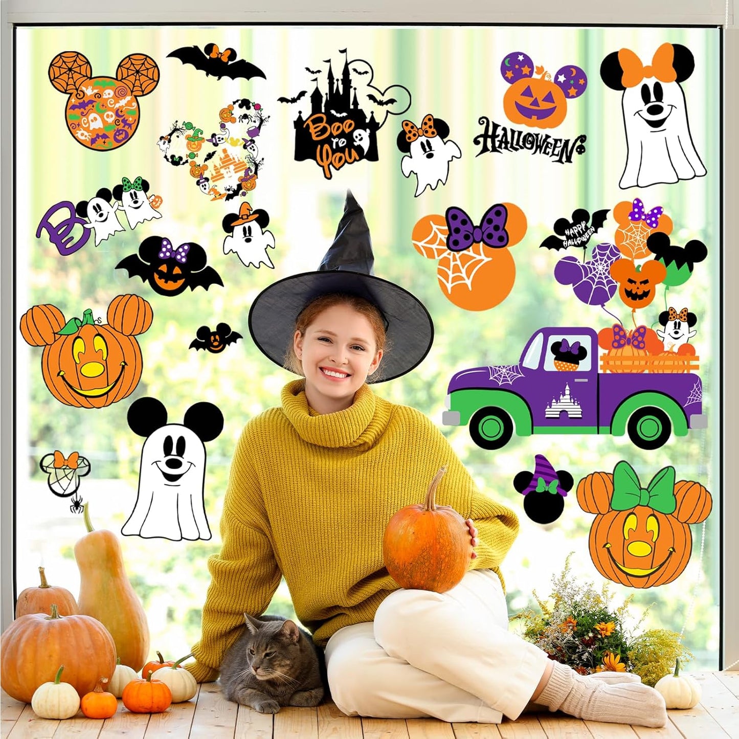 Christmas Window Clings,Merry Christmas Supplies 9Pcs Window Stickers Removable Christmas Decor for Glass Windows Winter Xmas Holiday