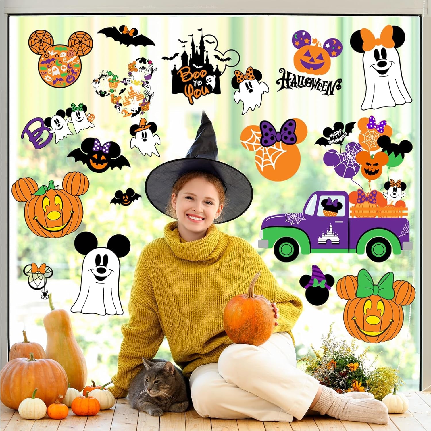 Christmas Window Clings,Merry Christmas Supplies 9Pcs Window Stickers Removable Christmas Decor for Glass Windows Winter Xmas Holiday