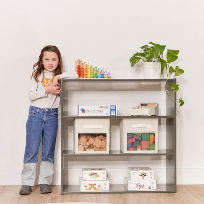Streamline 3-Shelf Storage Cabinet, 36In, Double-Sided, Grey Wash