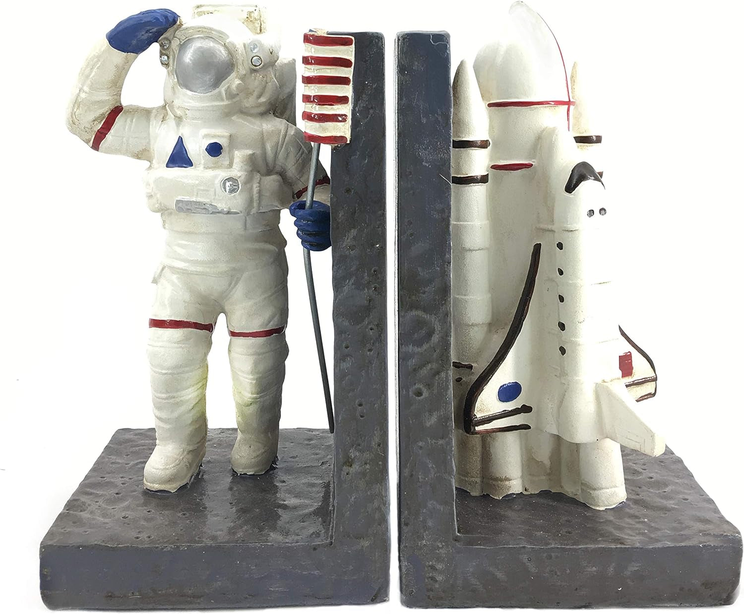 24650 Decorative Bookends Astronaut Space Rocket Ship Book Ends Stoppers Holders Unique Modern Home Accents 7 Inch Tall