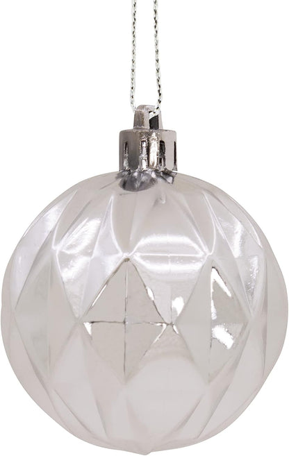 Silver Christmas Ball Ornaments, Set of 24 Christmas Baubles, Shatterproof