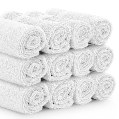 Luxury Cotton Washcloths   Large Hotel Spa Bathroom Face Towel  12 Pack  Silver