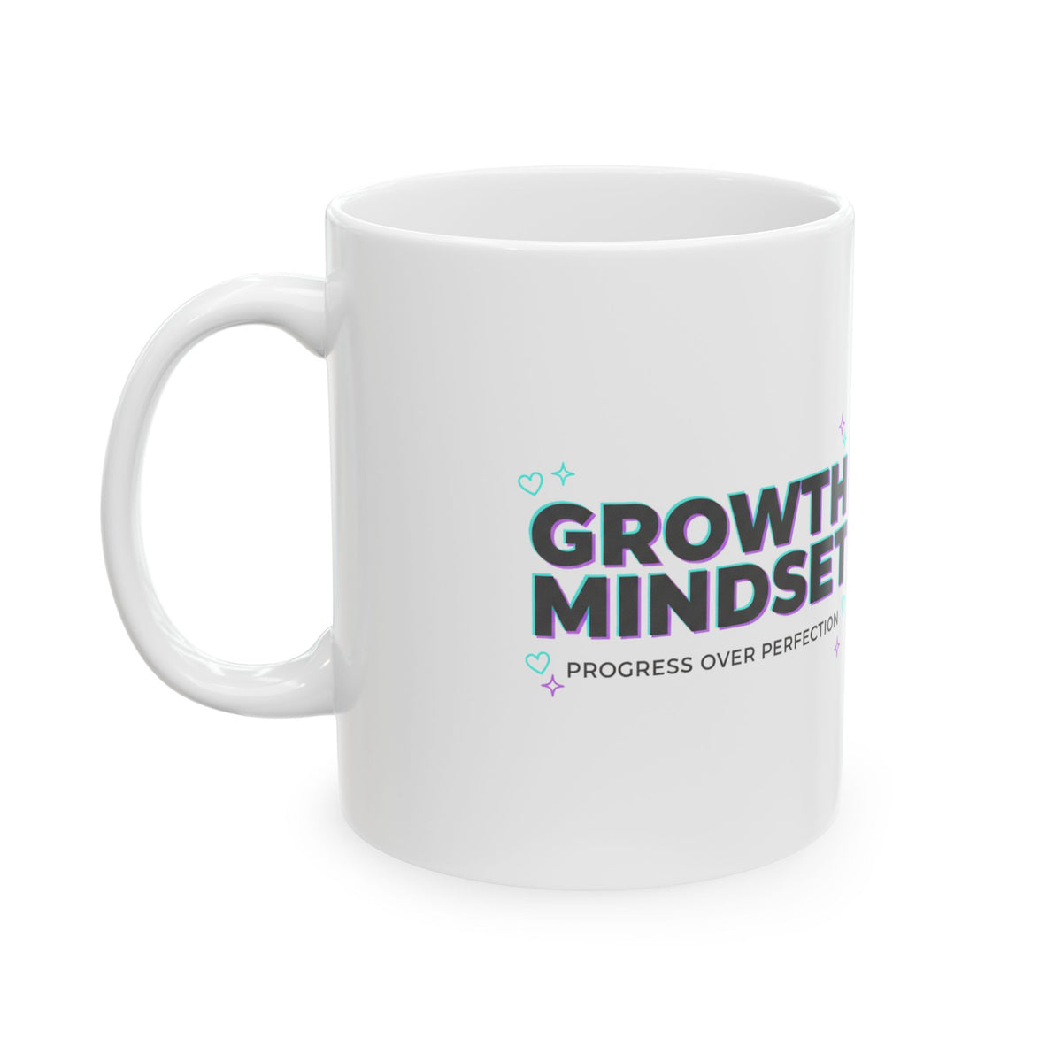 Growth Over Everything | 11oz Ceramic Coffee Mug, Growth Mindset | Galentine’s & Friend Gift | Aesthetic Valentine Pastel Plant