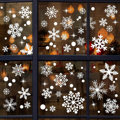 320 Pcs 10 Sheets Christmas Window Clings, Christmas Window Stickers, White Snowflake Window Decals, Double-Sided Reusable Winter Window Decoration Stickers for Holiday, Party Supplies