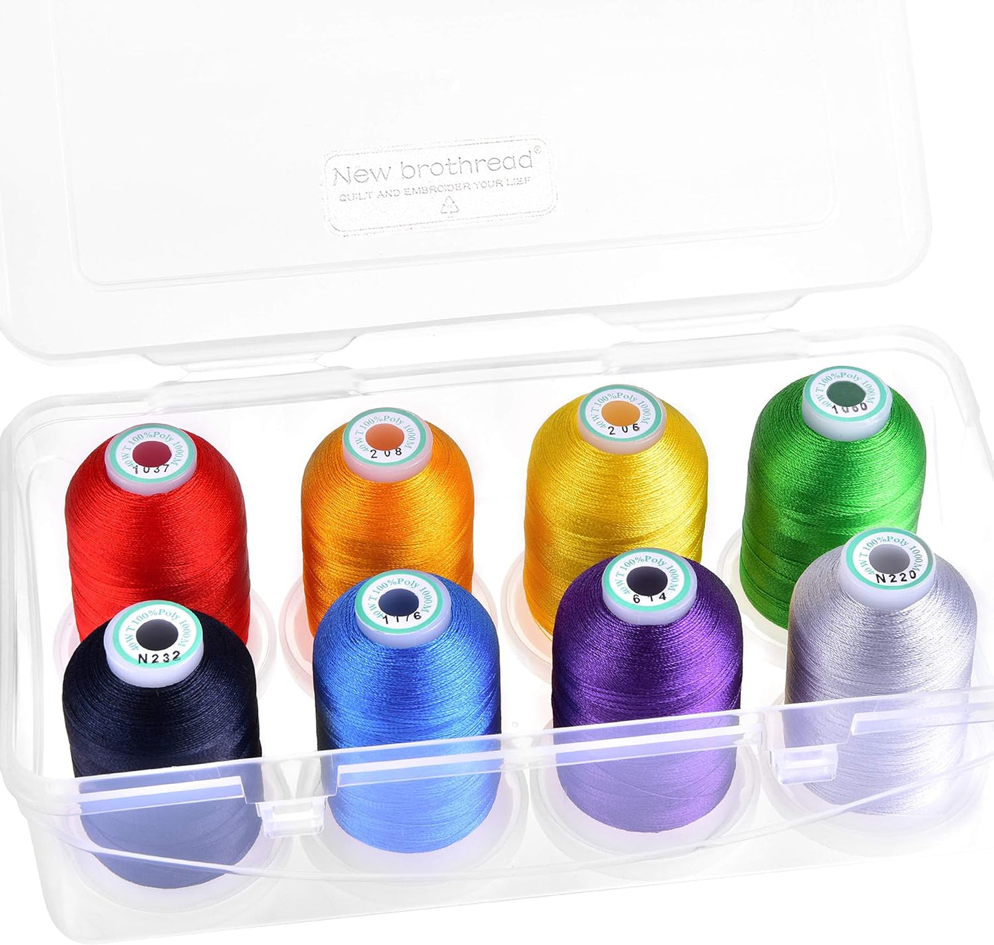 - 20 Options - 8 Snap Spools of 1000M Each Polyester Embroidery Machine Thread with Clear Plastic Storage Box for Embroidery & Quilting - Variegated Color1