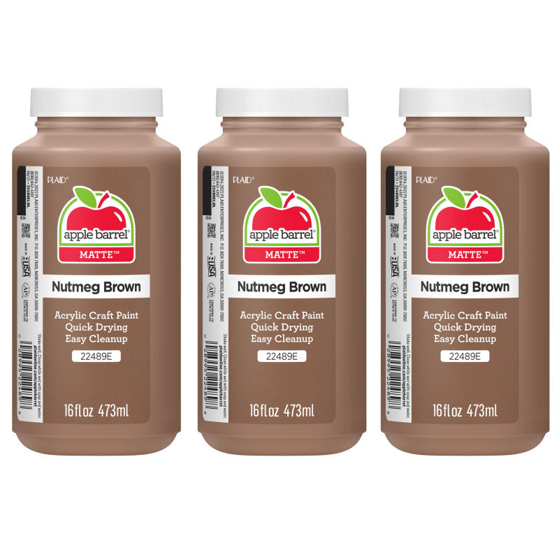 Acrylic Paint Matte, 16oz., Nutmeg Brown, Pack of 3