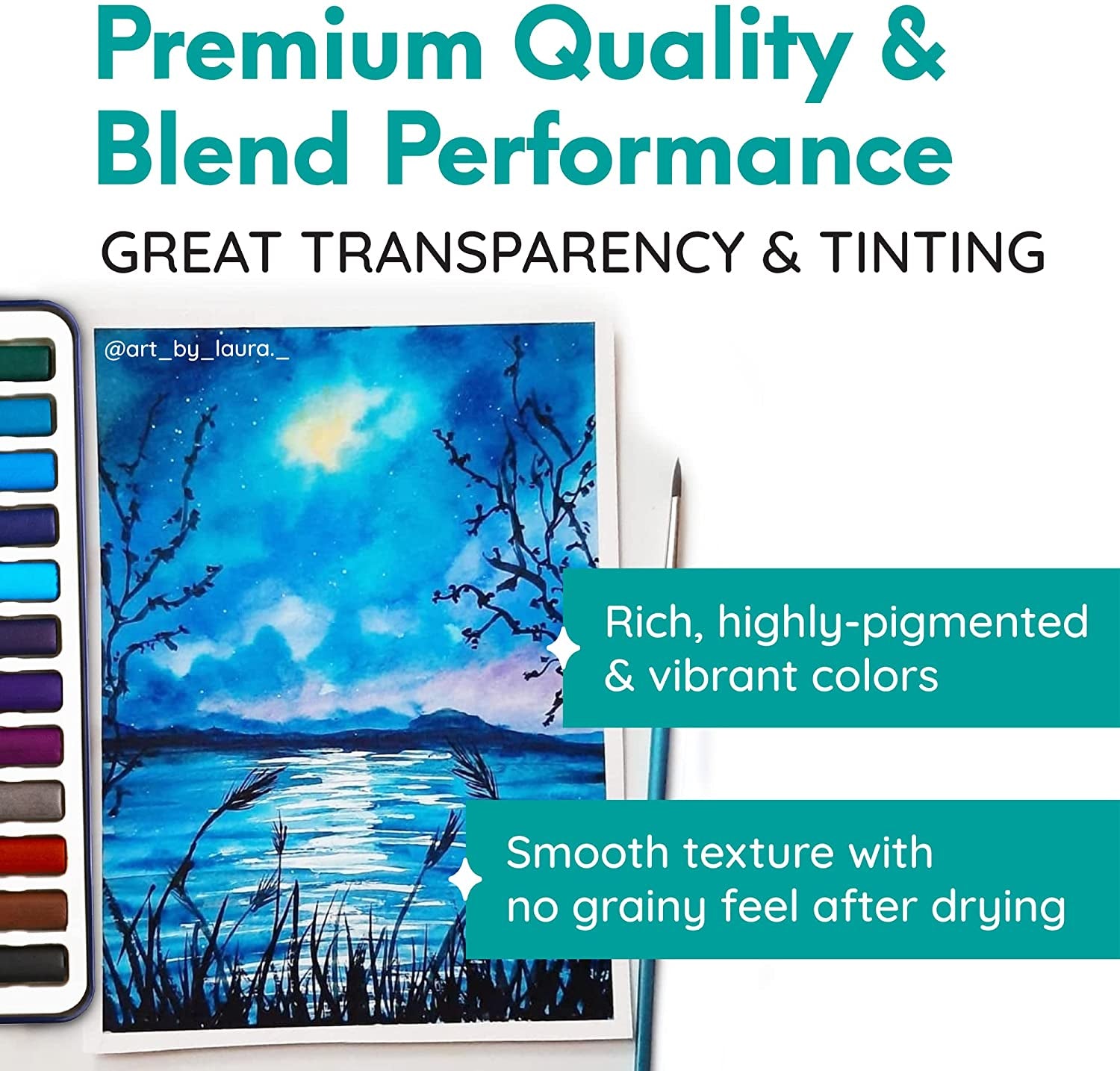 Watercolor Paint Essential Set - 24 Vibrant Colors - Lightweight and Portable - Perfect for Budding Hobbyists and Professional Artists - Water Colors Paint Adult Set with Paintbrush