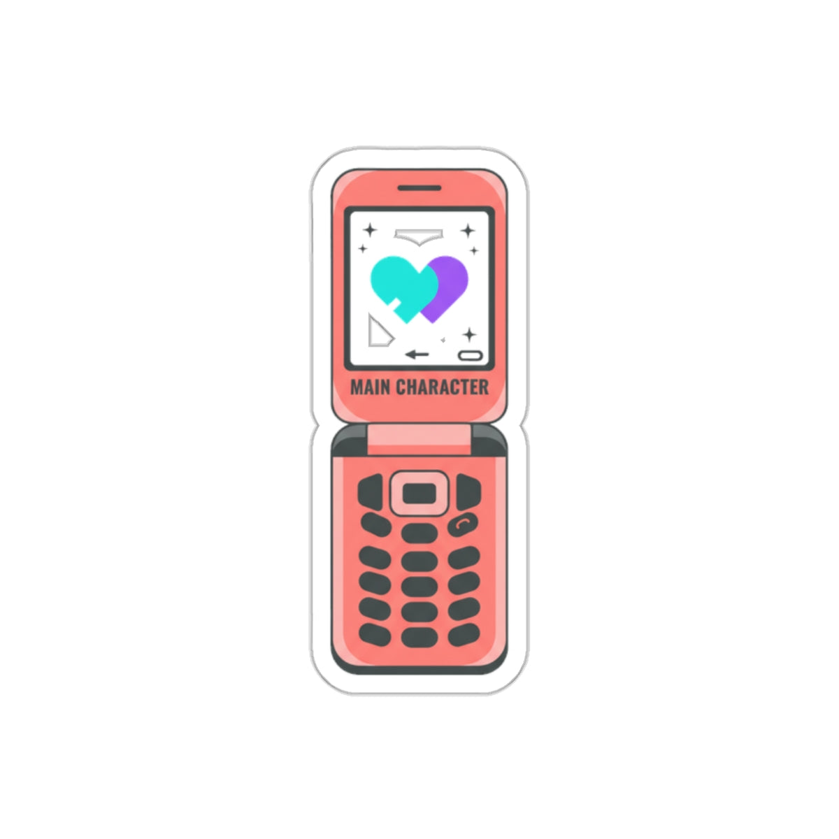 Y2K Flip Phone Heart Screen | Die-Cut Vinyl Sticker for Laptop & Phone Case | Valentine & Galentine Gift | Aesthetic Cute