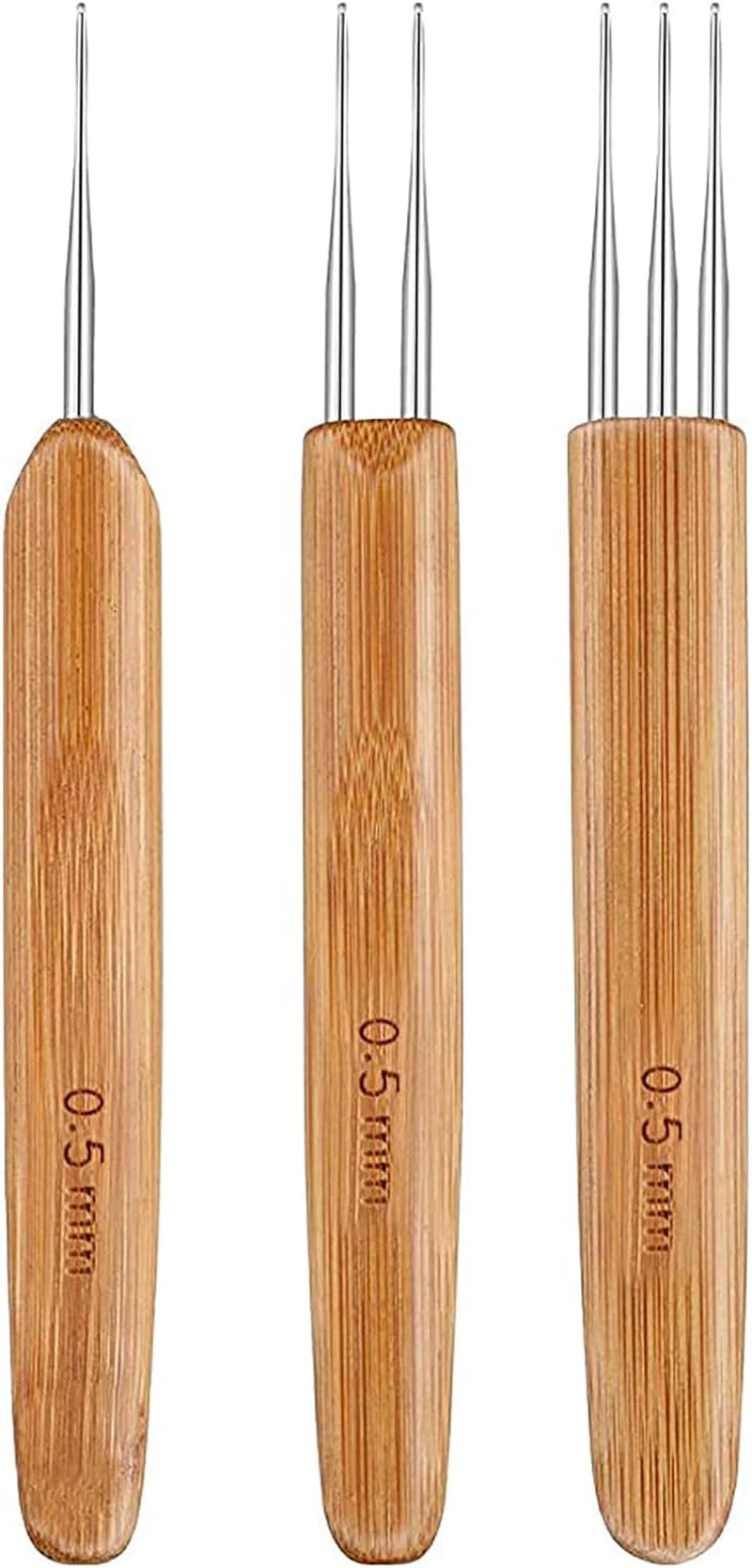 2 Pieces 6.3 Inch Wooden Bent Latch Hook Crochet Needle, Knitting Tool for Rug Making and Art Crafts