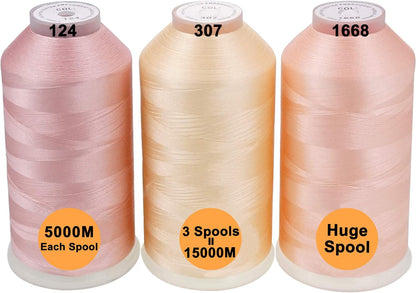 Polyester Embroidery Machine Thread Assorted Color Packs - 40 Options - 5000M Spool - for All Embroidery Machines