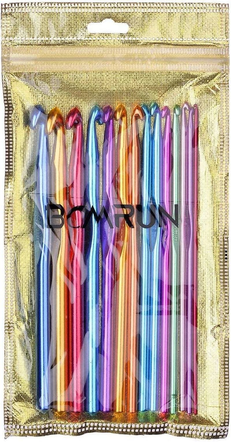 14 Pcs Multicolor Aluminum Crochet Hooks Knitting Needles Craft Yarn 2-10Mm …