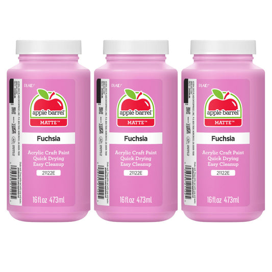 Acrylic Paint Matte, 16oz., Fuchsia, Pack of 3