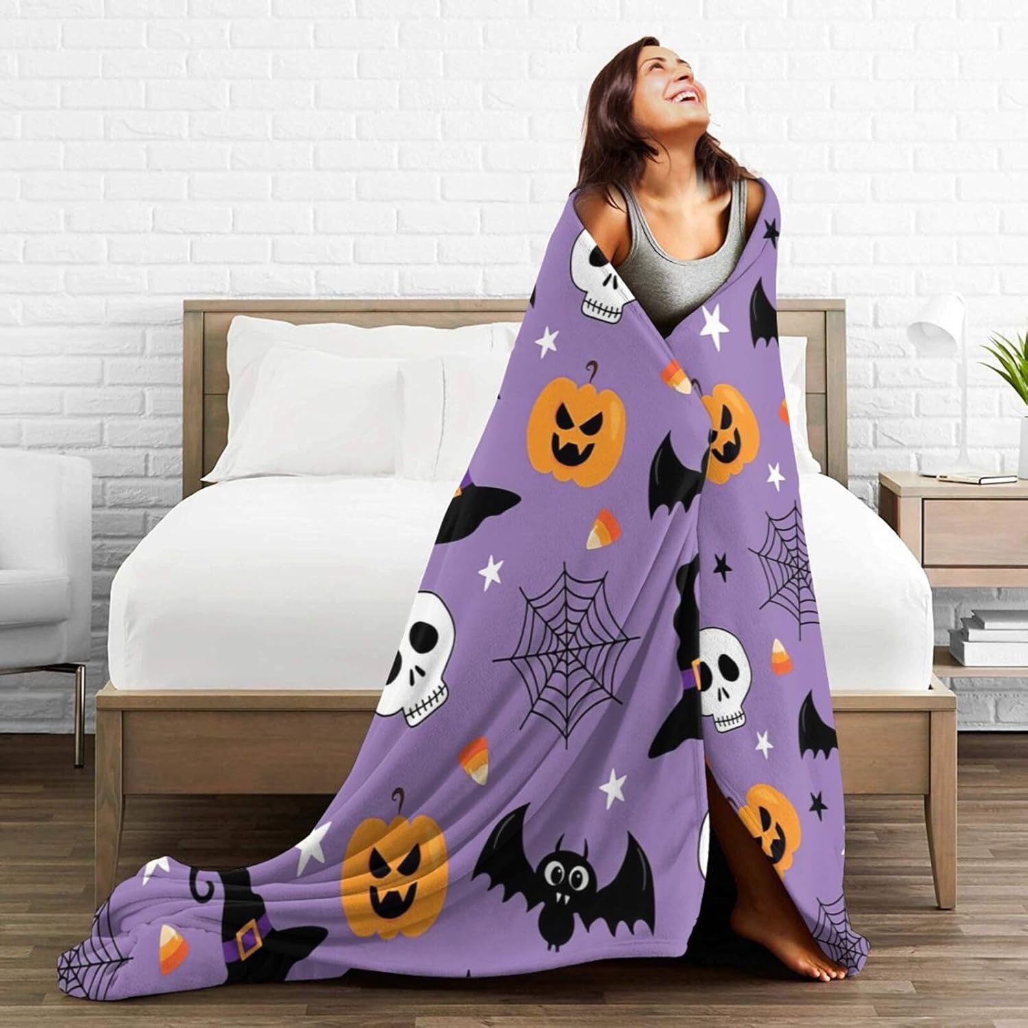 Fall Decor Pumpkin Blanket Autumn Harvest Throw Blankets Soft Cozy Plush Fleece Pumpkin Bedding Blanket for Girls Kids Adults 60" X 80"