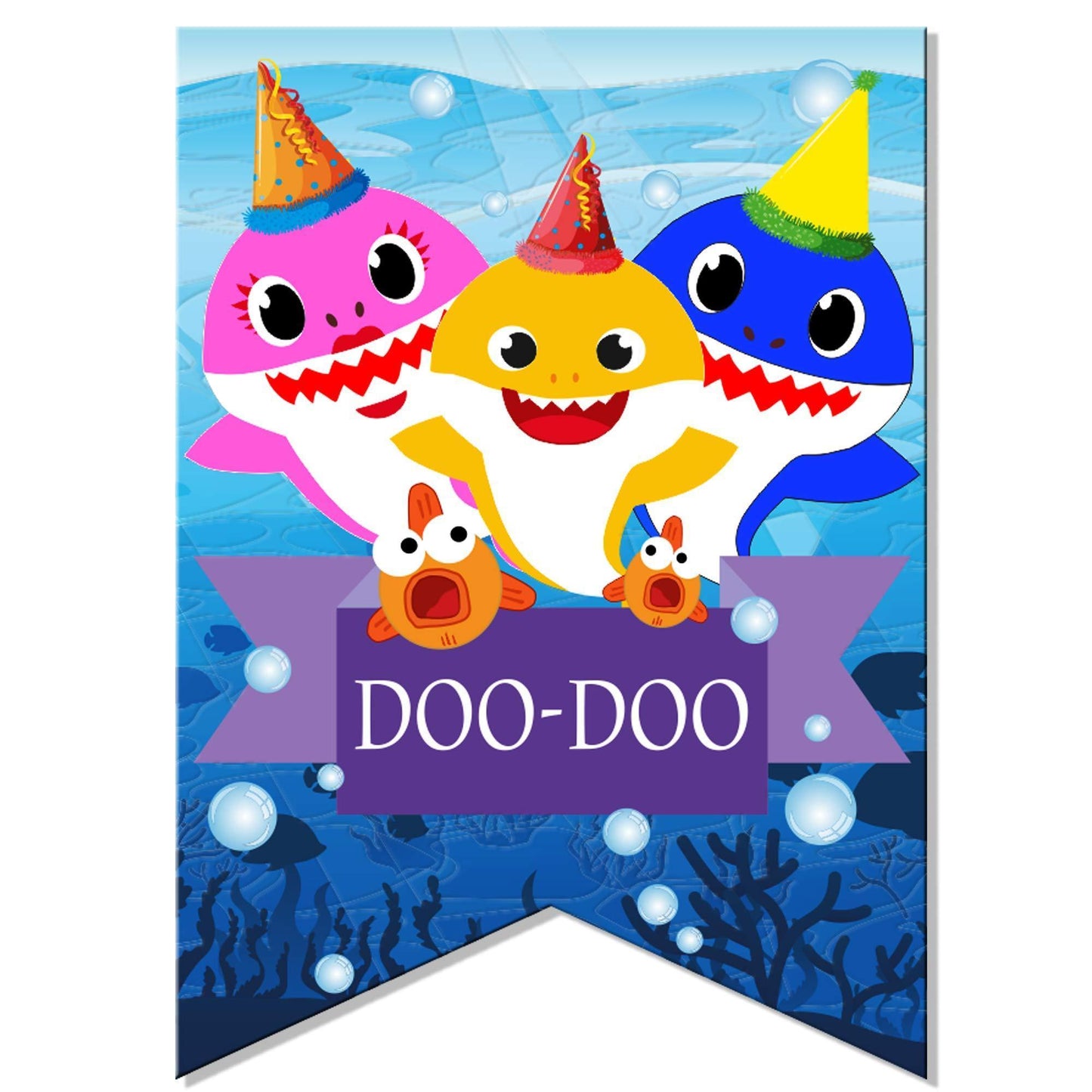 Happy Birthday Banner DOO Garland Shark Theme Party Supplies For Kids Baby