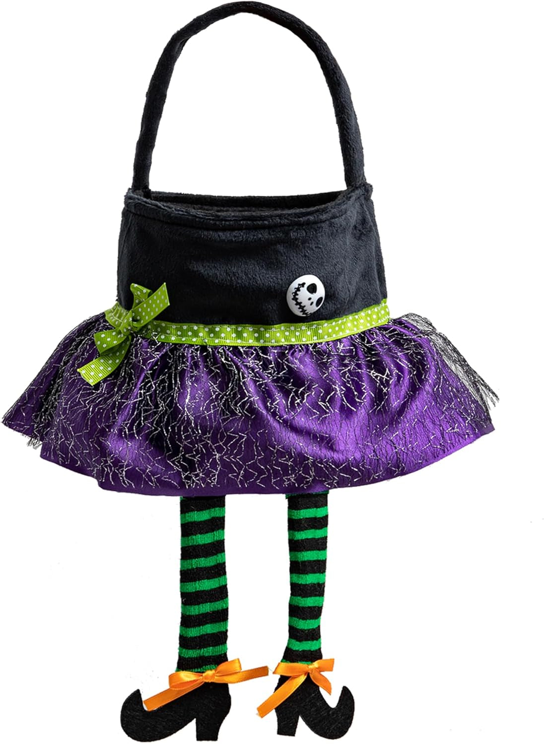 Halloween Trick or Treat Bag, Witch'S Skirt Plush Candy Tote Bucket Multipurpose Portable Collapsible Reusable Goody Bucket - Best Halloween Party Choice