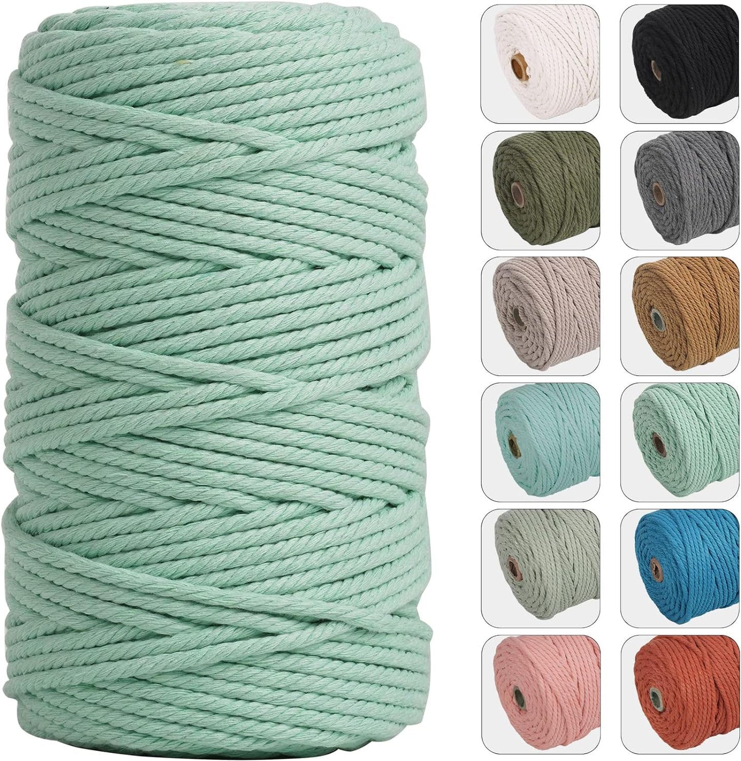 4Mm 109Yards Macrame Cord Natural Color Cotton Rope for Wall Hanging, Plant Hangers, Crafts, Knitting