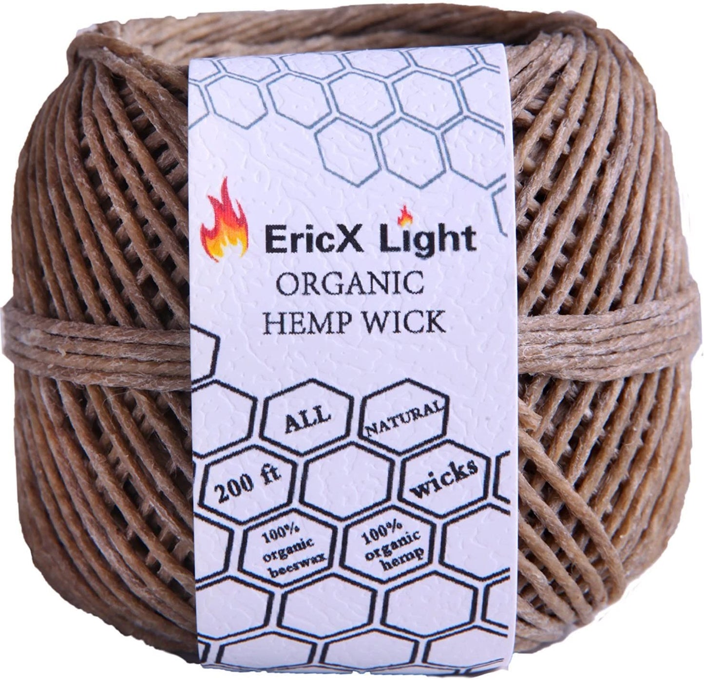 Organic Hemp Wick,200 FT Spool,Well Coated with Beeswax,Standard Size(1.0Mm)