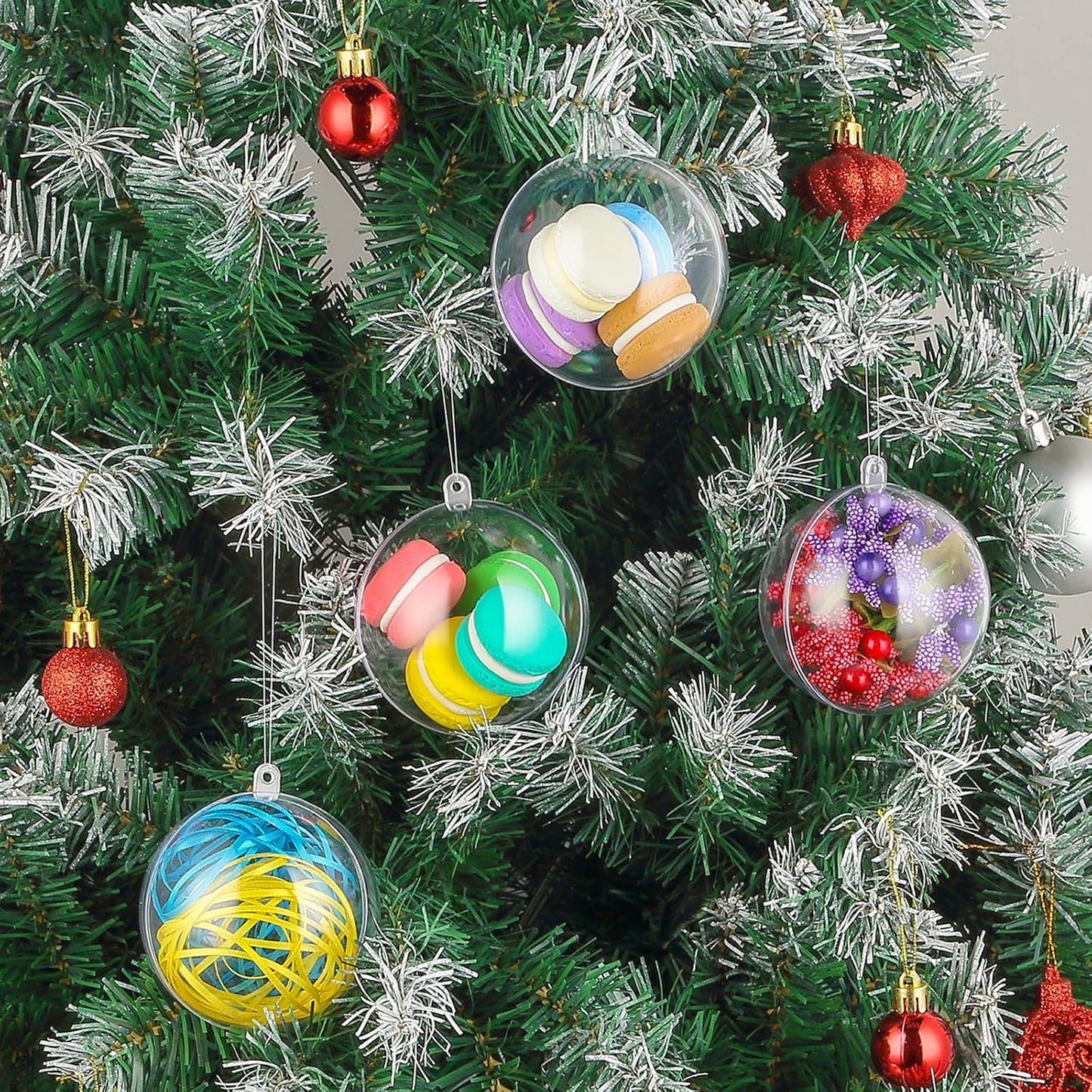 20 Pack DIY Ornament Clear Fillable Baubles Craft Christmas Decorations Tree Ball for New Years Present Holiday Wedding Party Home Decor Bath Bomb (3.15”)