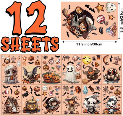 12 Sheets Big Size Window Clings Halloween Window Clings Halloween Bat Spider Vampire Witch Decorations Halloween Window Sticker Window Decals Window Stickers Home School Office Party Supplies