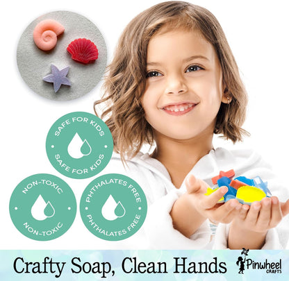 Soap Making Kit for Kids, DIY Complete Set with Molds, Scents, Dye, Glitter, Foaming Net - Great for Science Projects and Crafts