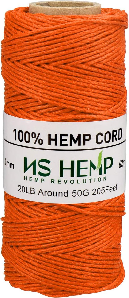[] 100% Hemp String for Crafts, 205 Feet 1Mm Macrame Cord, Gardening, Craft String, Art. (011 Orange)