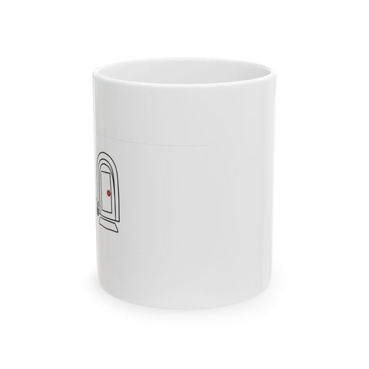 Arched Doorway Doodle | 11oz Ceramic Coffee Mug for Home Vibes | Housewarming + Family & Friend Gift | Chicken Scratch Irony