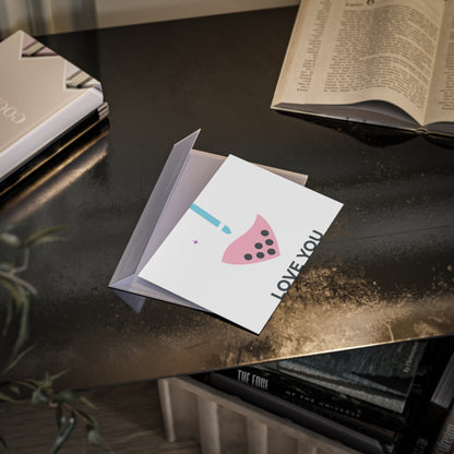 Boba Tea Heart Love | Valentine Holiday Greeting Card + Postcard | Galentine’s, Lover & Friend Gift | Y2K Aesthetic